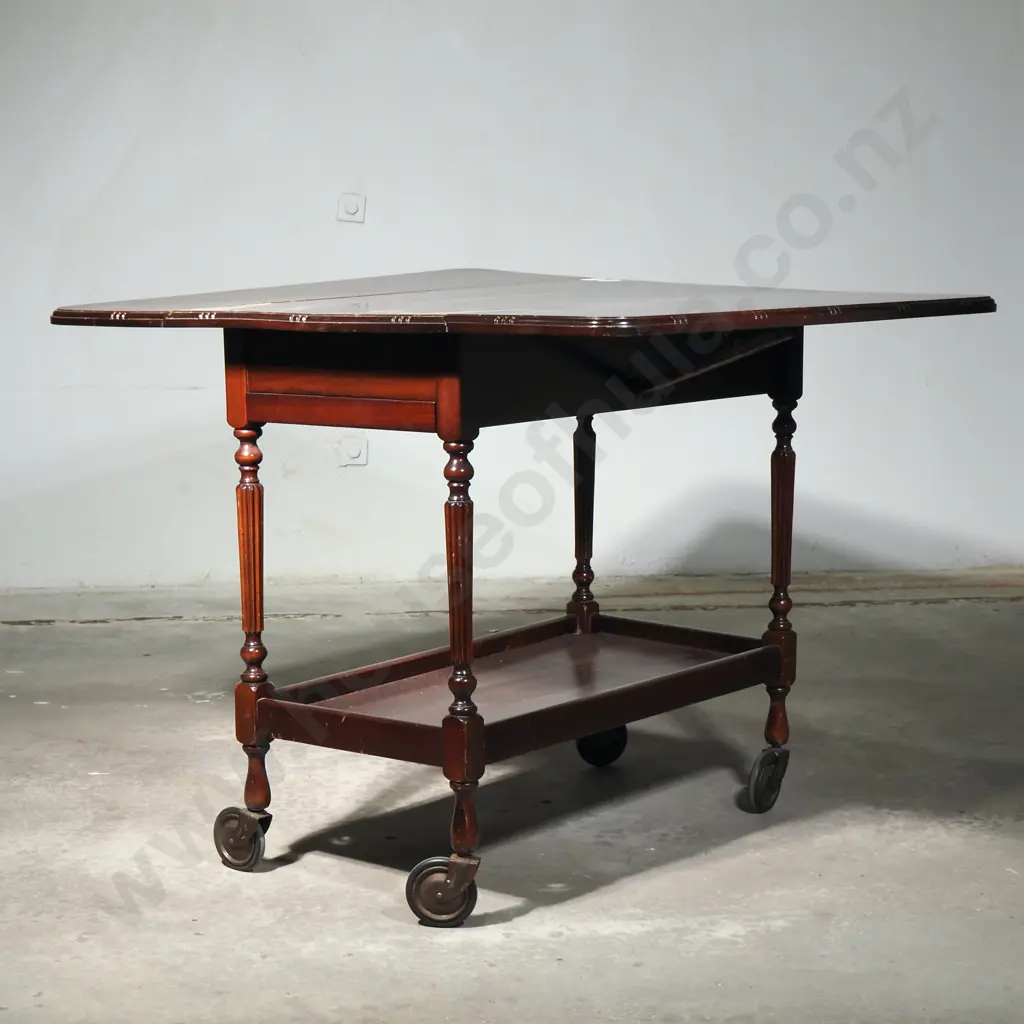 Vintage Mahogany Two Tier Tea Trolley Image 1++