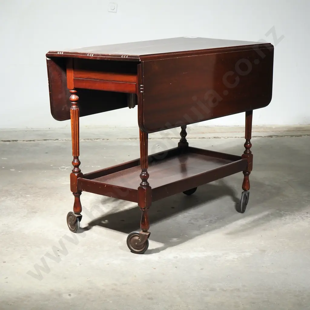 Vintage Mahogany Two Tier Tea Trolley Image 1++