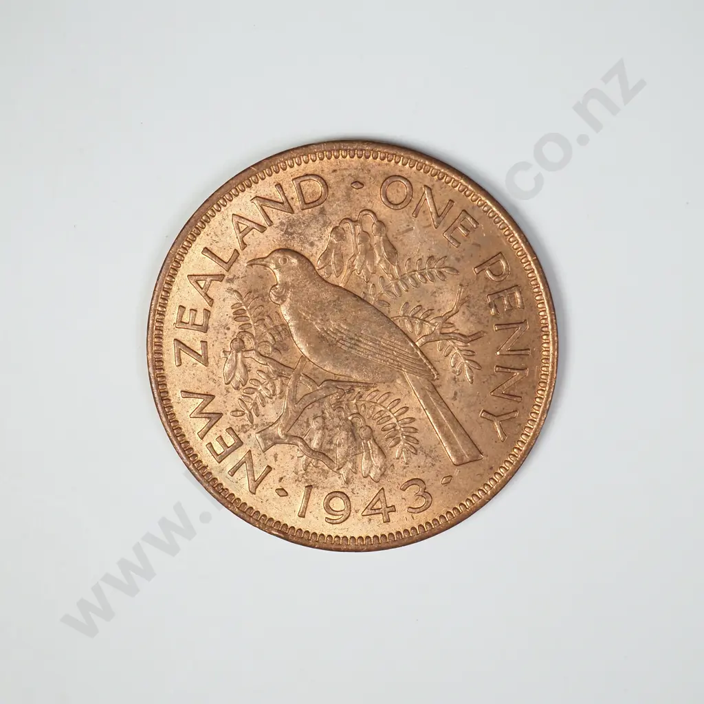 1943 ONE PENNY, A.UNC ( DUSTY OBVERSE ), C.V. $55 Image 1++
