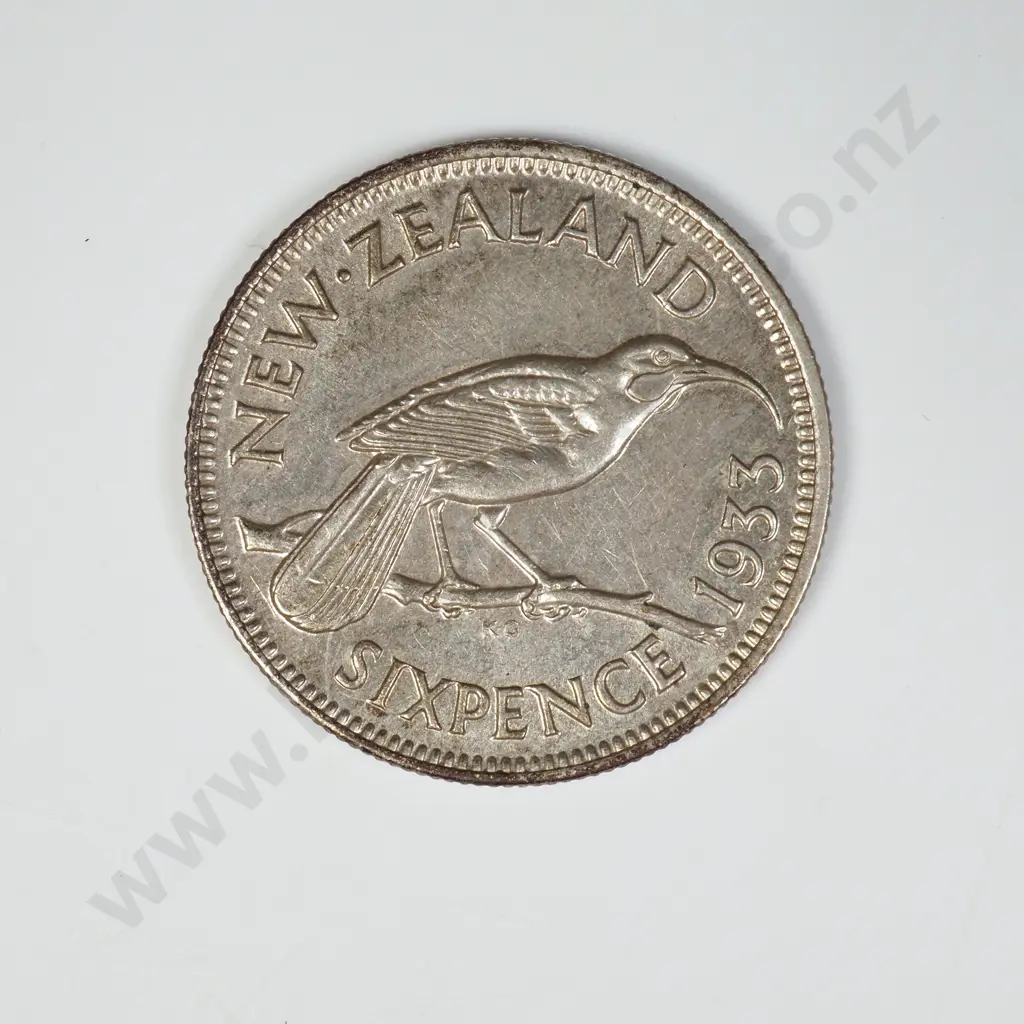 1933 SIXPENCE, A.UNC, C.V. $125 Image 1++