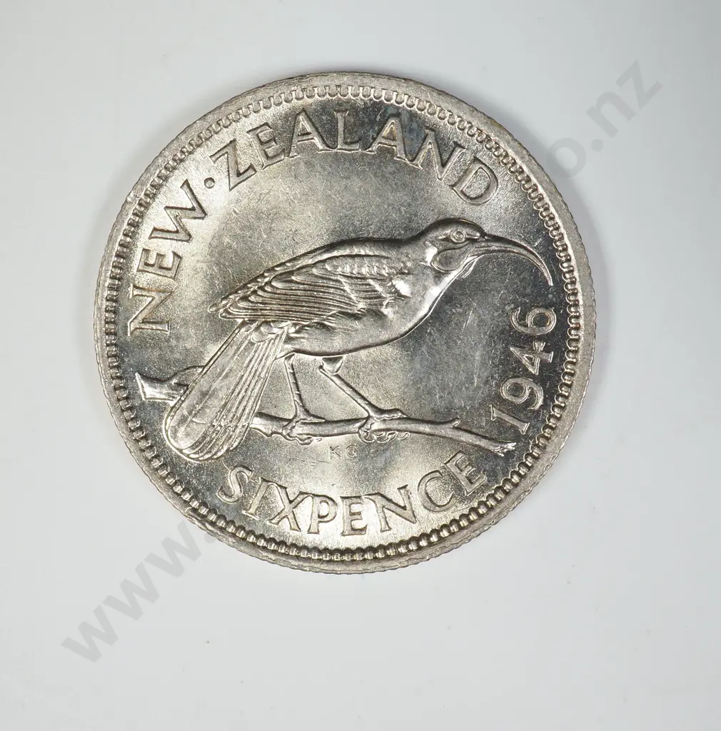 1946 SIXPENCE, B.UNC, C.V. $125 Image 1++