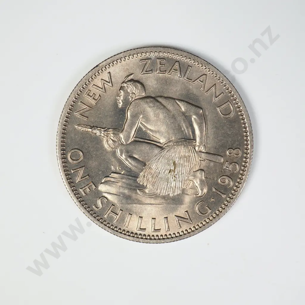 1958 ONE SHILLING, UNC, C.V. $60 Image 1++