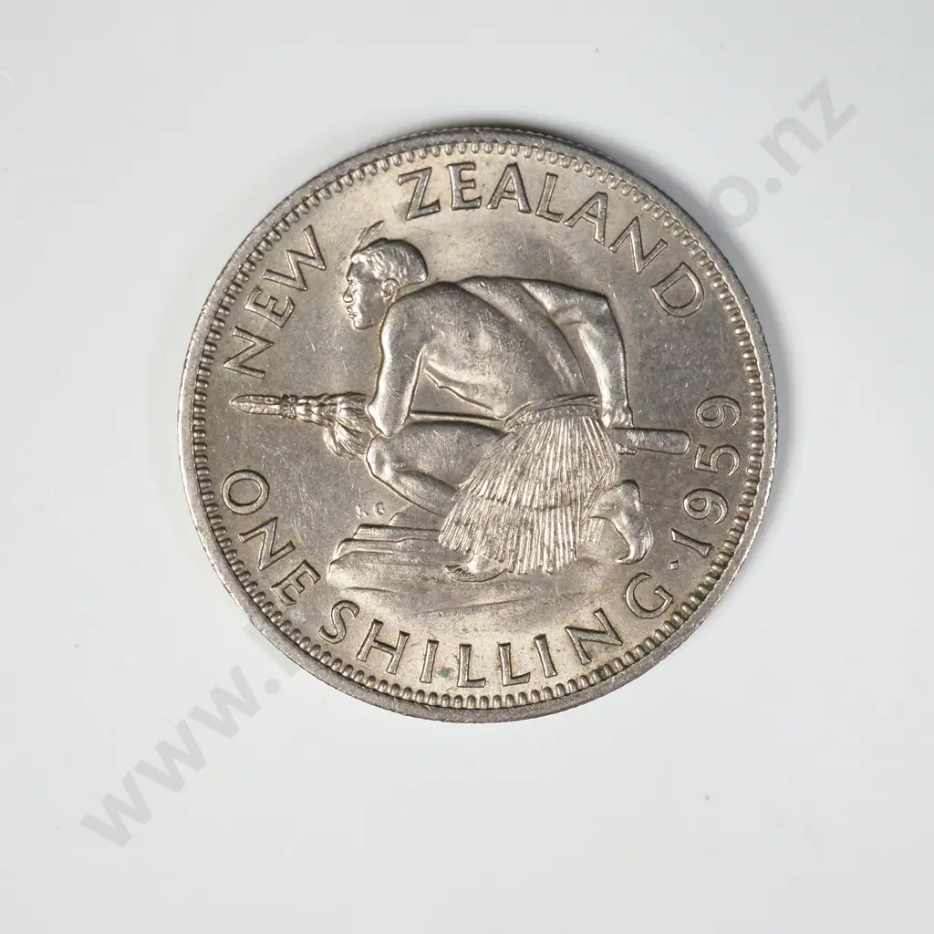 1959 ONE SHILLING, A.UNC, C.V. $40 Image 1++