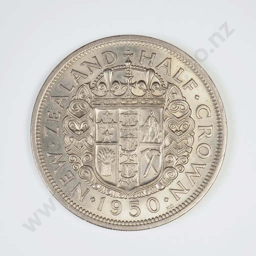1950 DIE 2 HALFCROWN, UNC, C.V. $80 Image 1++