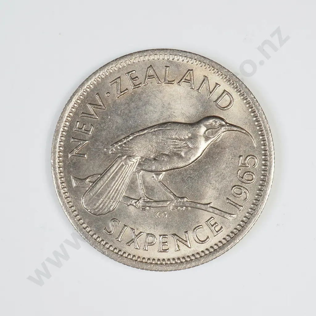 1965 TYPE 2 'BROKEN WING' SIXPENCE, B.UNC, MINIMUM C.V $100 Image 1++