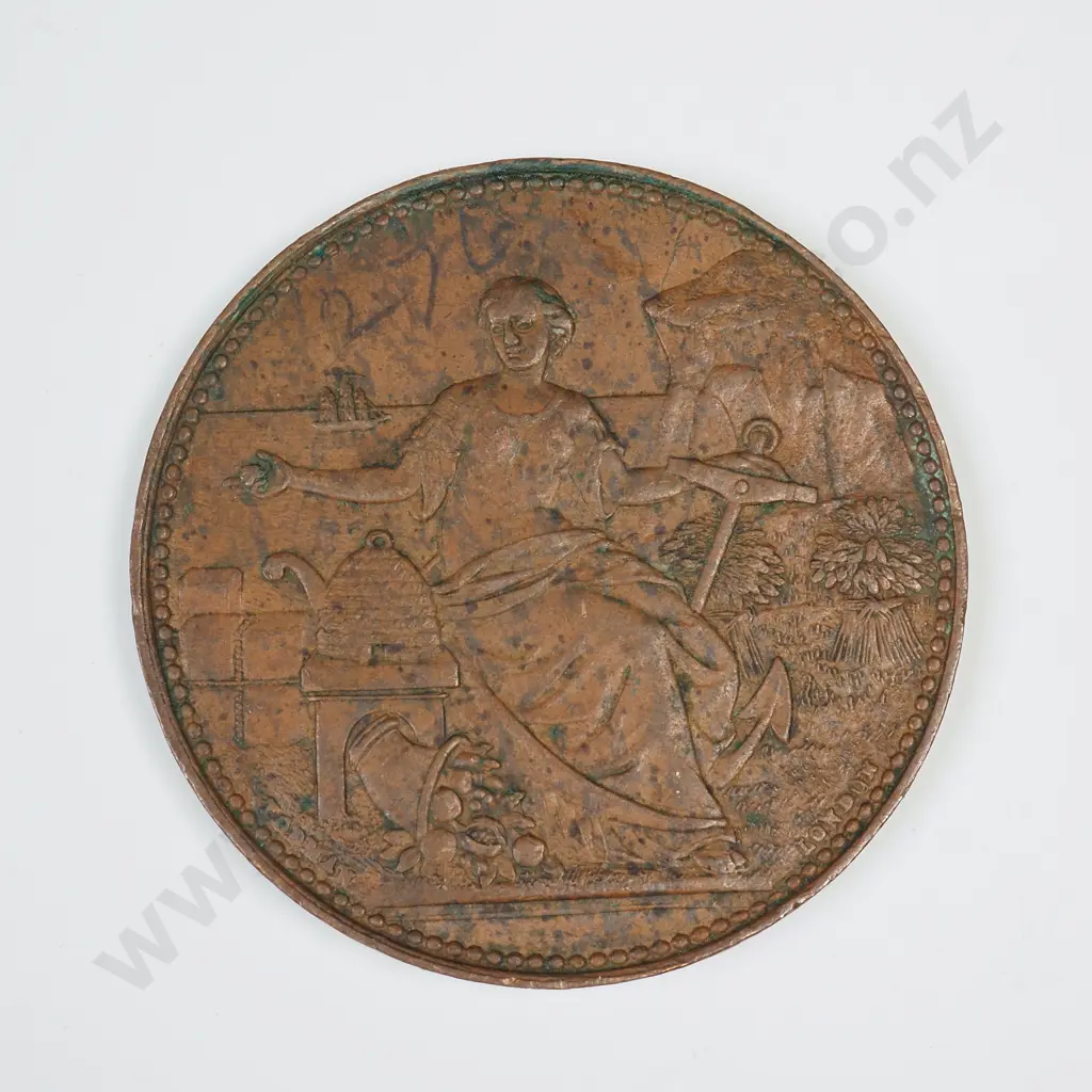 COPPER J. HURLEY, WANGANUI ONE PENNY TOKEN, C.1860'S Image 1++