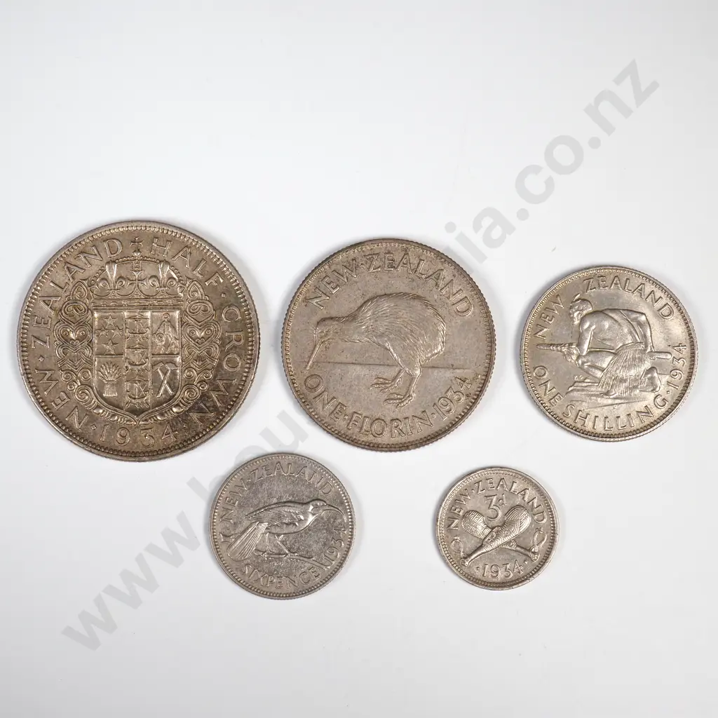 1934 FIVE COIN DATE SET, E.F OR BETTER MIN CCV$375 Image 1++