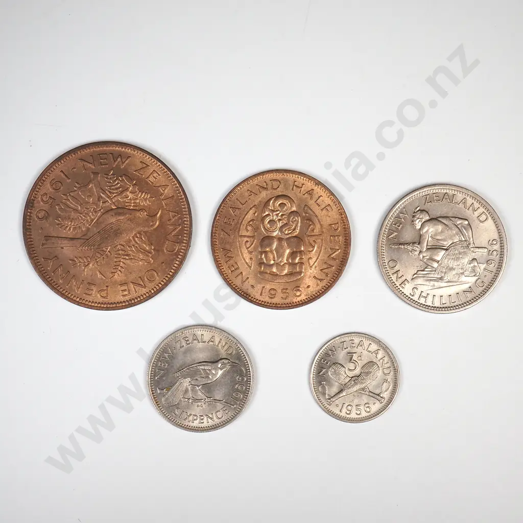 1956 FIVE COIN DATE SET, A.UNC TO UNC Image 1++
