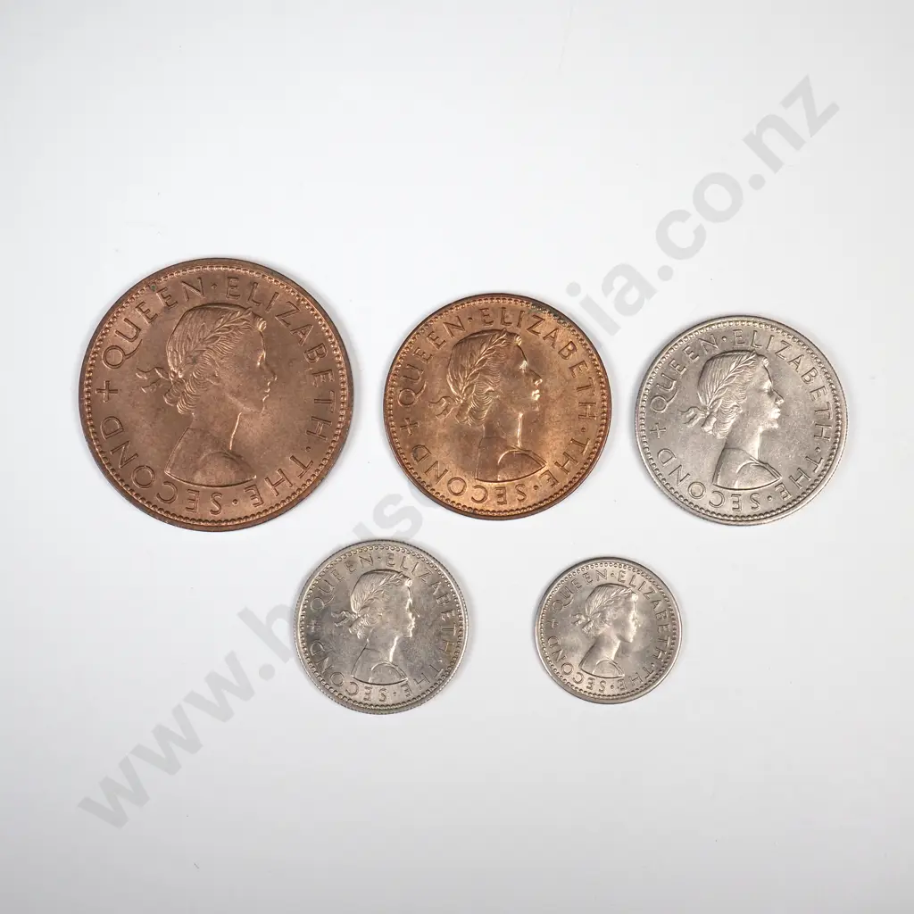 1956 FIVE COIN DATE SET, A.UNC TO UNC Image 1++