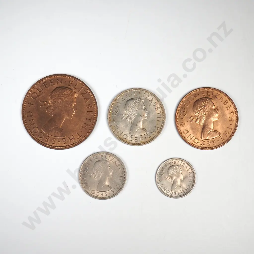 1957 FIVE COIN DATE SET, E.F TO UNC Image 1++