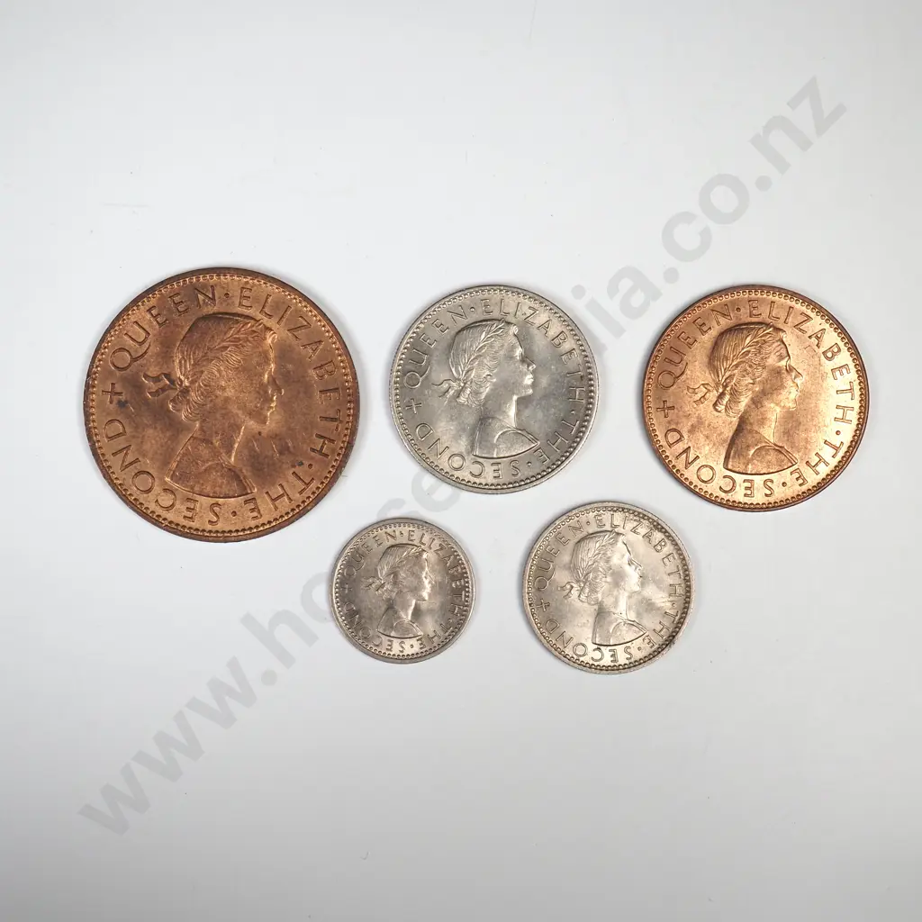 1958 FIVE COIN DATE SET, A.UNC TO UNC Image 1++