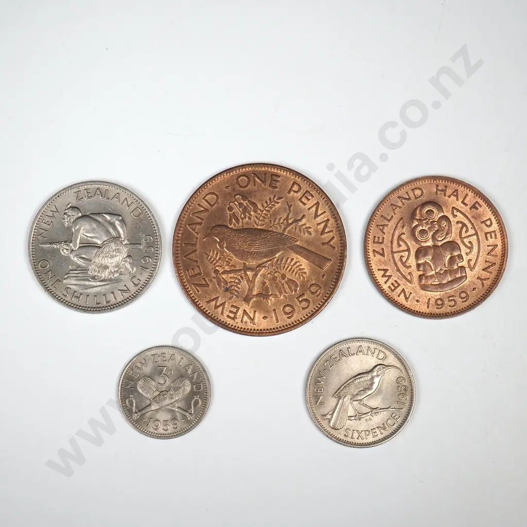 1959 FIVE COIN DATE SET, E.F OR BETTER Image 1++