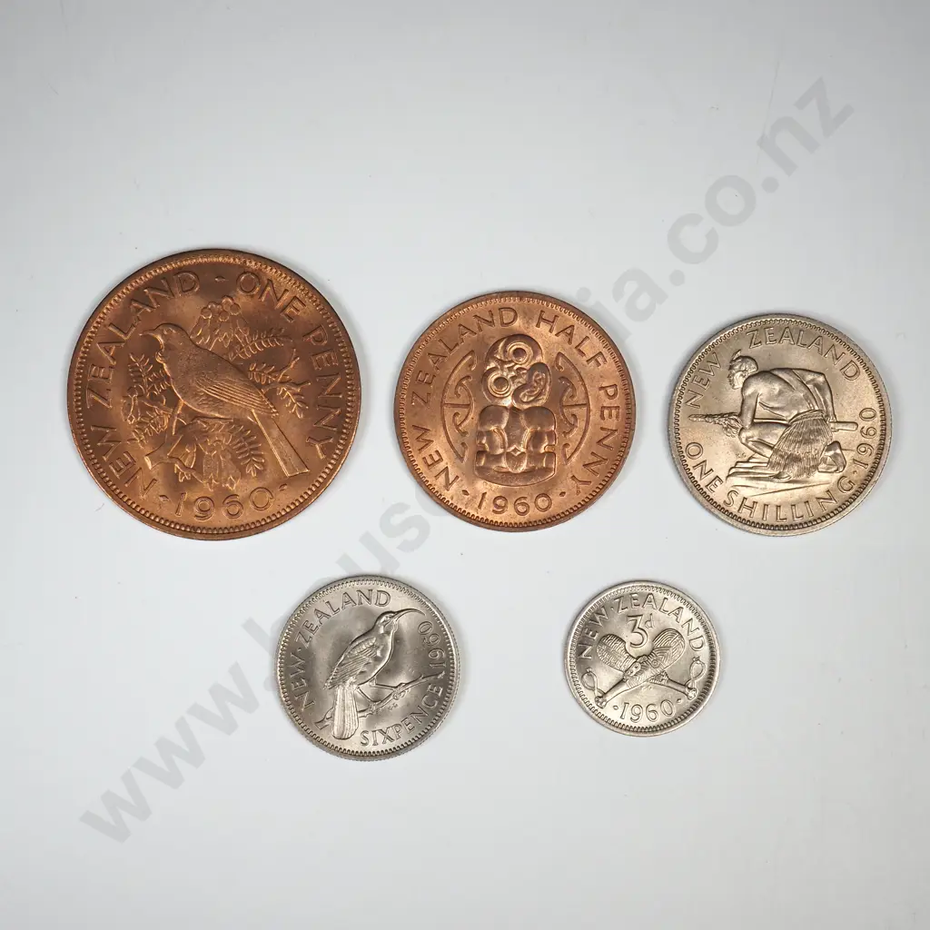1960 FIVE COIN DATE SET, A.UNC TO UNC Image 1++