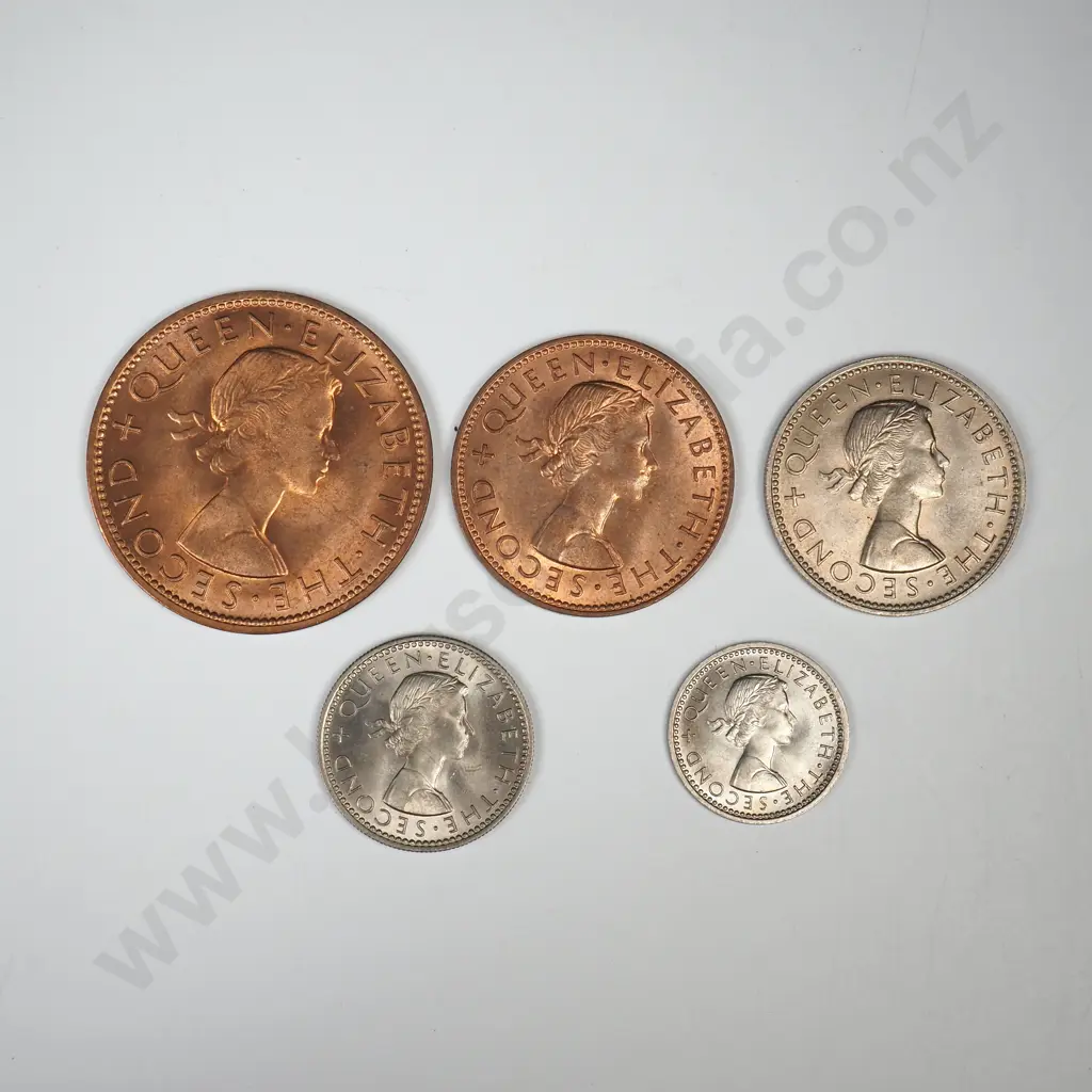 1960 FIVE COIN DATE SET, A.UNC TO UNC Image 1++