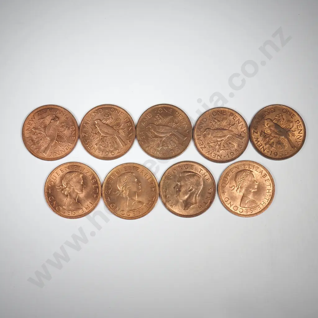 PENNIES WITH ORIGINAL MINT LUSTRE, 1946, 51, 52, 55, 60, 61, 62, 63, 64 Image 1++