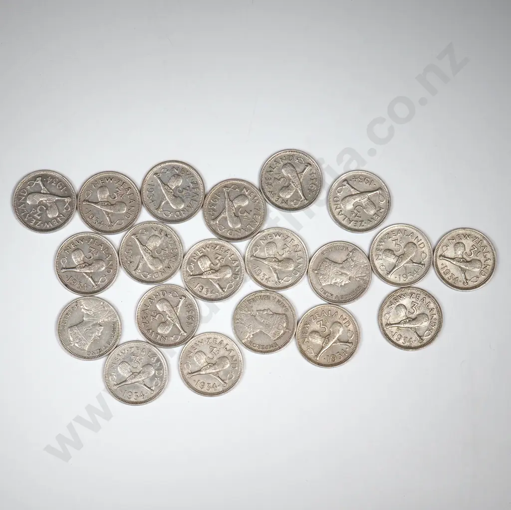 20 X 1934 THREEPENCES, V.F TO E.F Image 1++