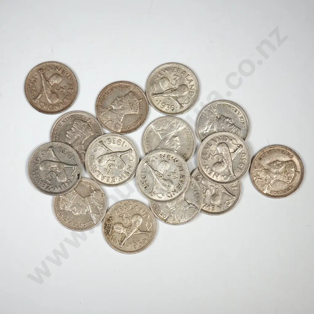 15 X 1936 THREEPENCES, V.F TO E.F Image 1++