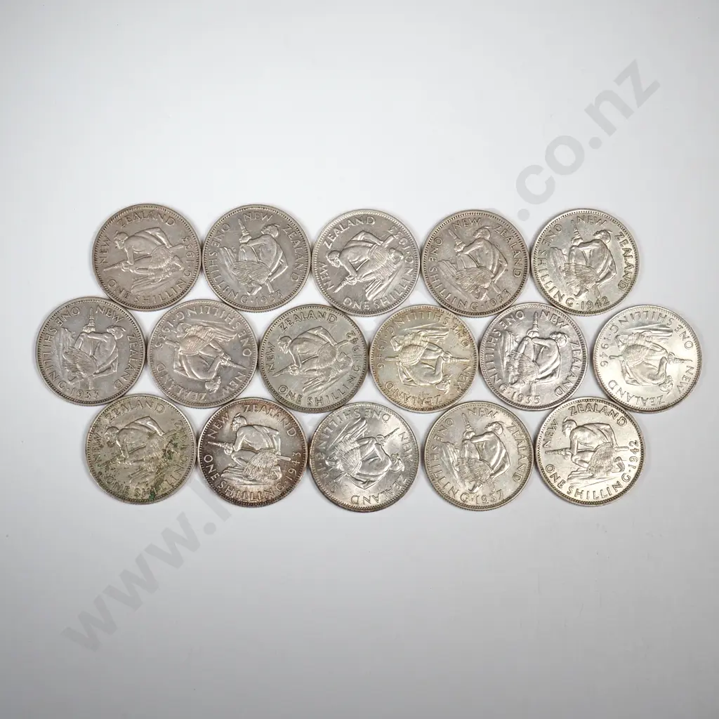 5 X 1933, 2 X 1935, 1 X 1937, 4 X 1942, 1 X 1943, 1 X 1945, 2 X 1946 SHILLINGS, V.F TO E.F Image 1++