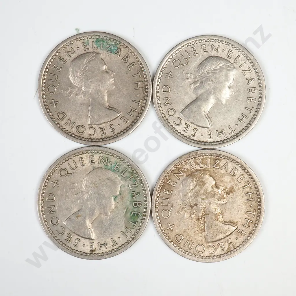 4 X 1955 TWO DOTS THREEPENCES, C.V $72 Image 1++
