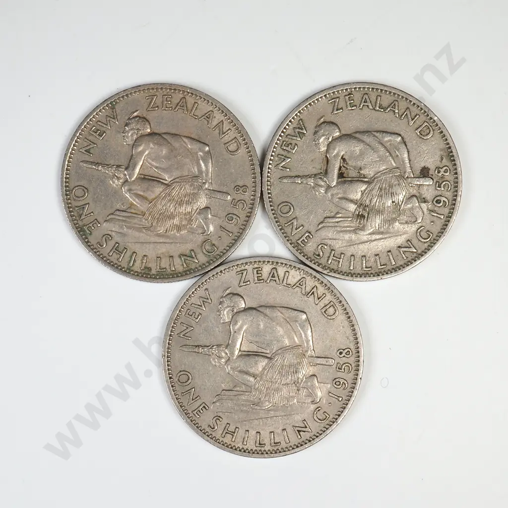 3 X 1958 BROKEN BACK SHILLINGS, C.V $105 Image 1++