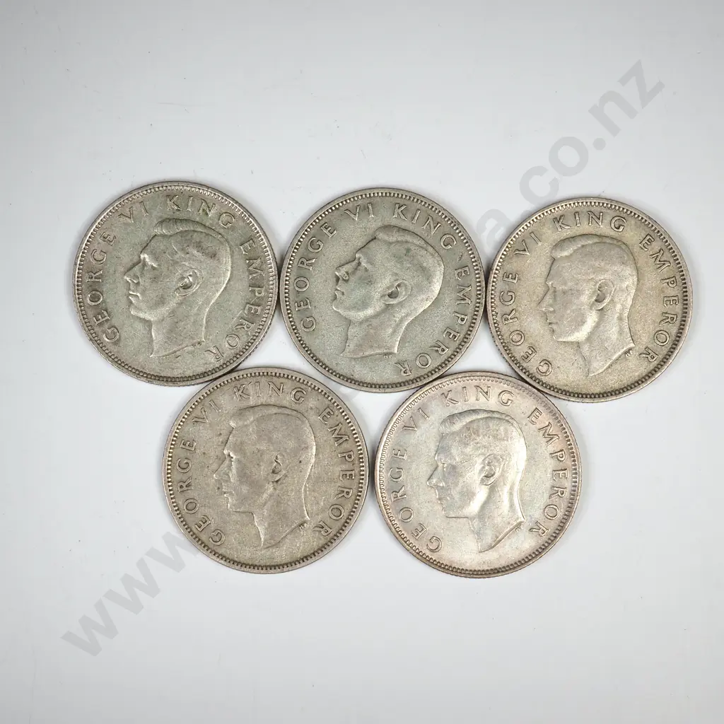 5 X 1946 FLAT BACK FLORINS, C.V $100 Image 1++