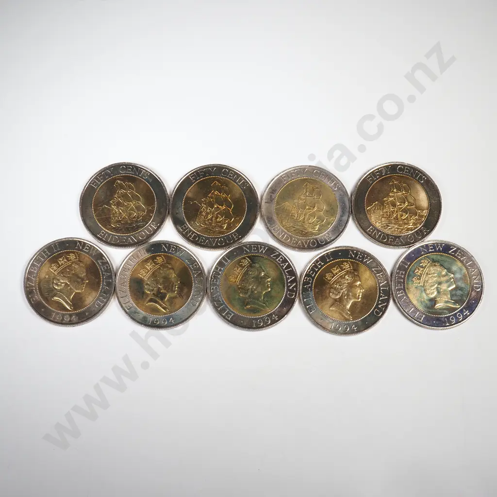 9 X 1994 BI-METAL 50 CENTS, UNC CCV$198 Image 1++