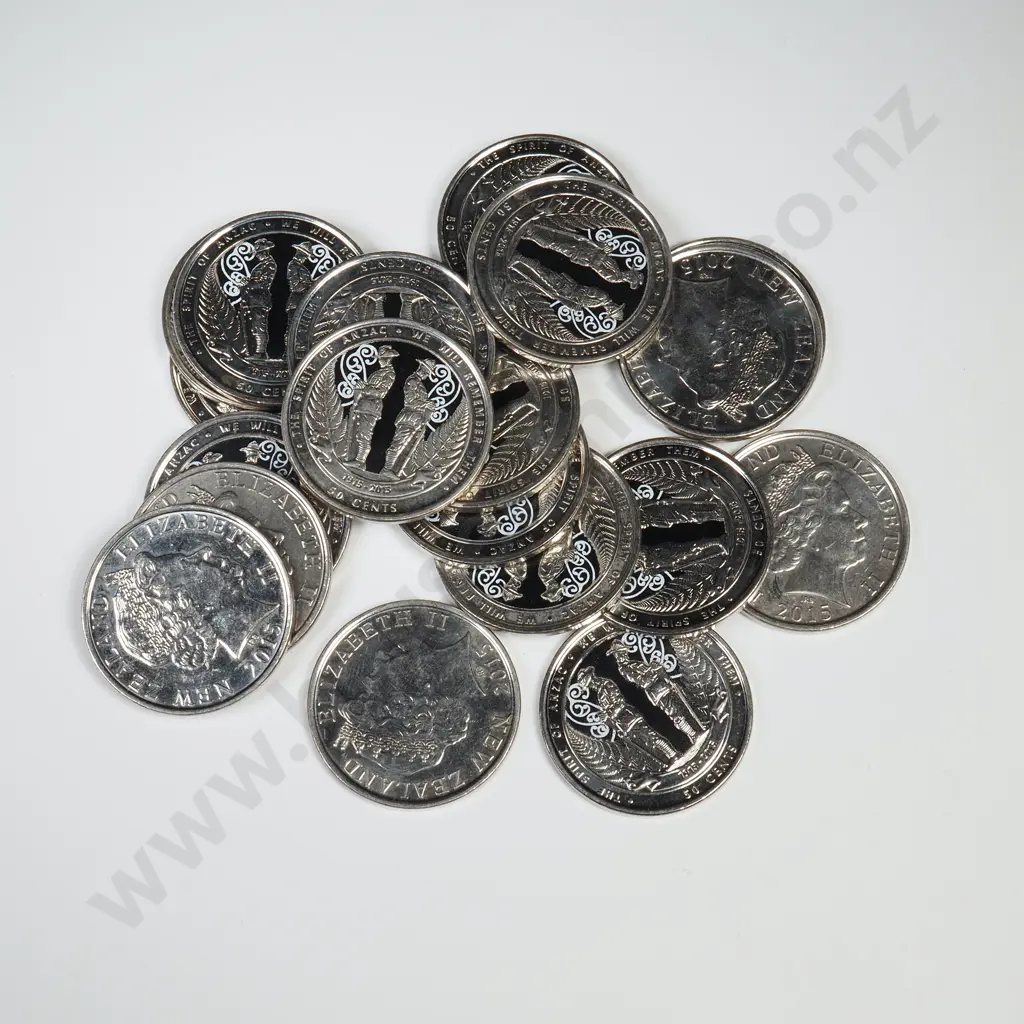 20 X 2015 ANZAC 50 CENTS, UNC CCV$140 Image 1++