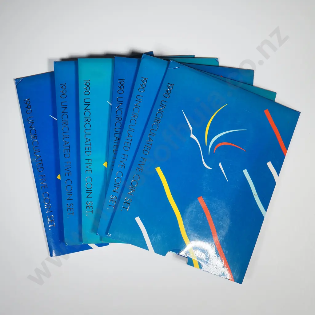 6 X 1990 BLUE UNC COIN SETS ( OUTER COVERS FADED ) CCV$240 Image 1++