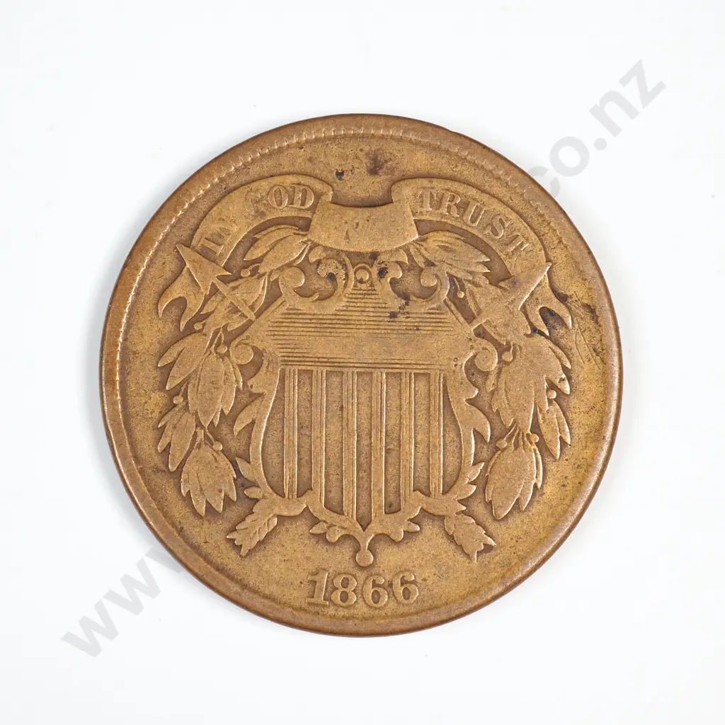 1866 Two Cent Piece Image 1++
