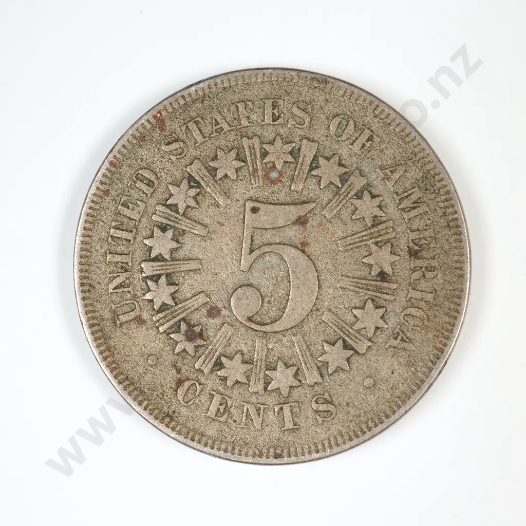 1866 Shield Nickel - With Rays Image 1++