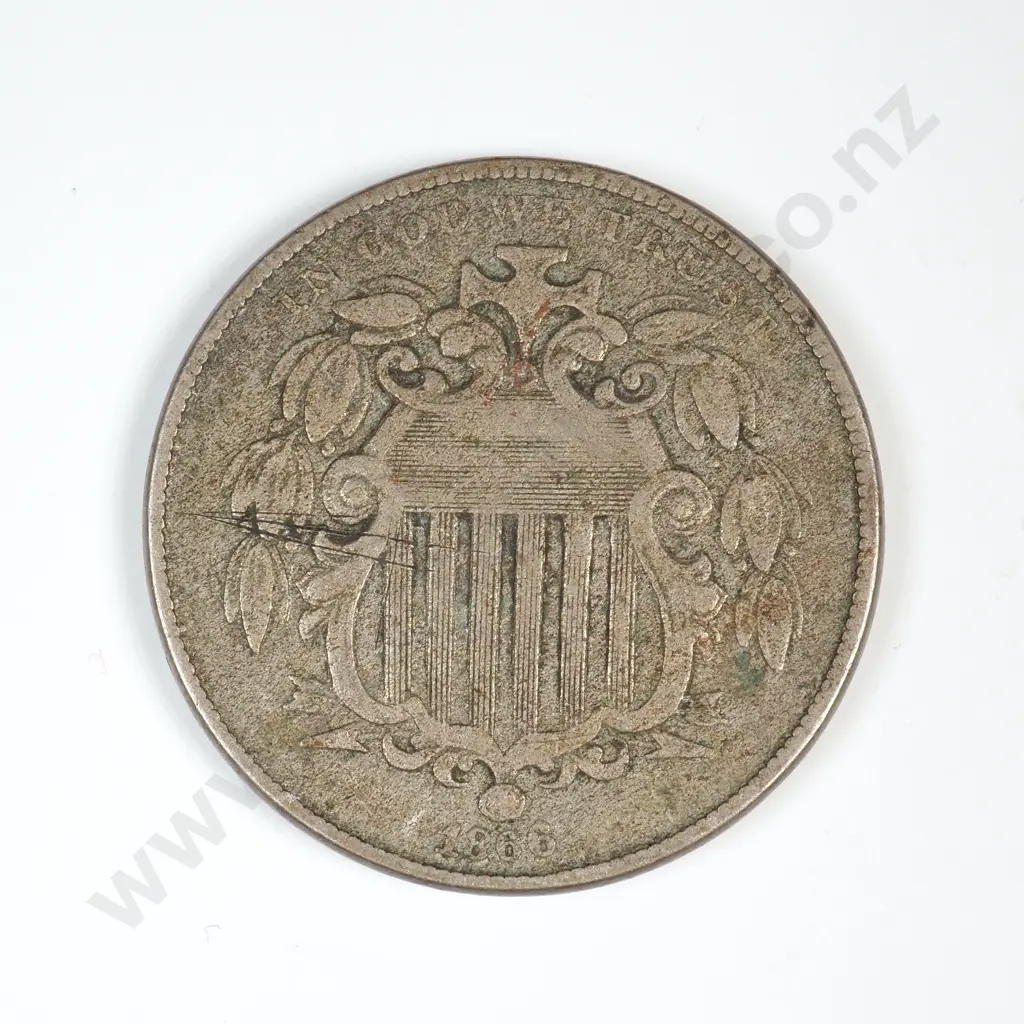 1866 Shield Nickel - With Rays Image 1++