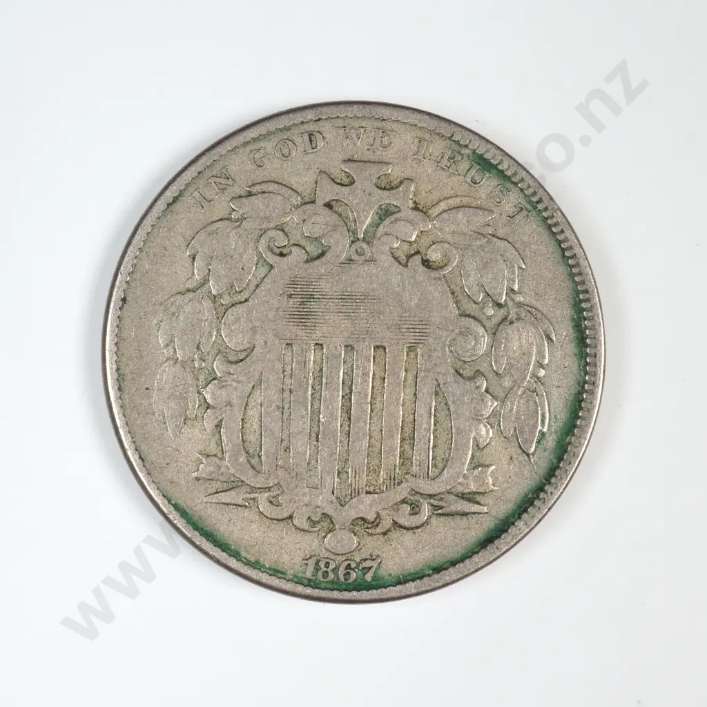 1867 Shield Nickel - Without Rays Image 1++