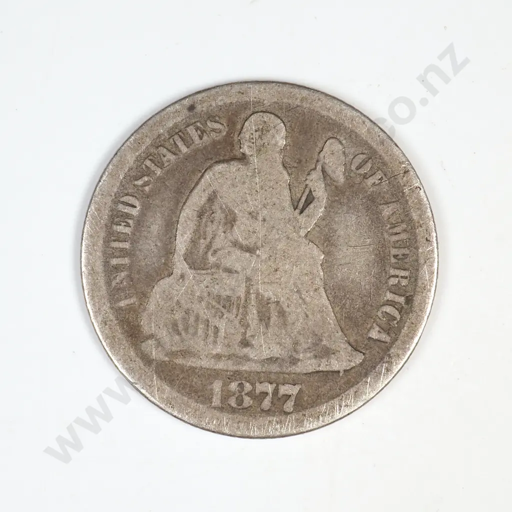 1877 CC Seated Liberty Dime Image 1++