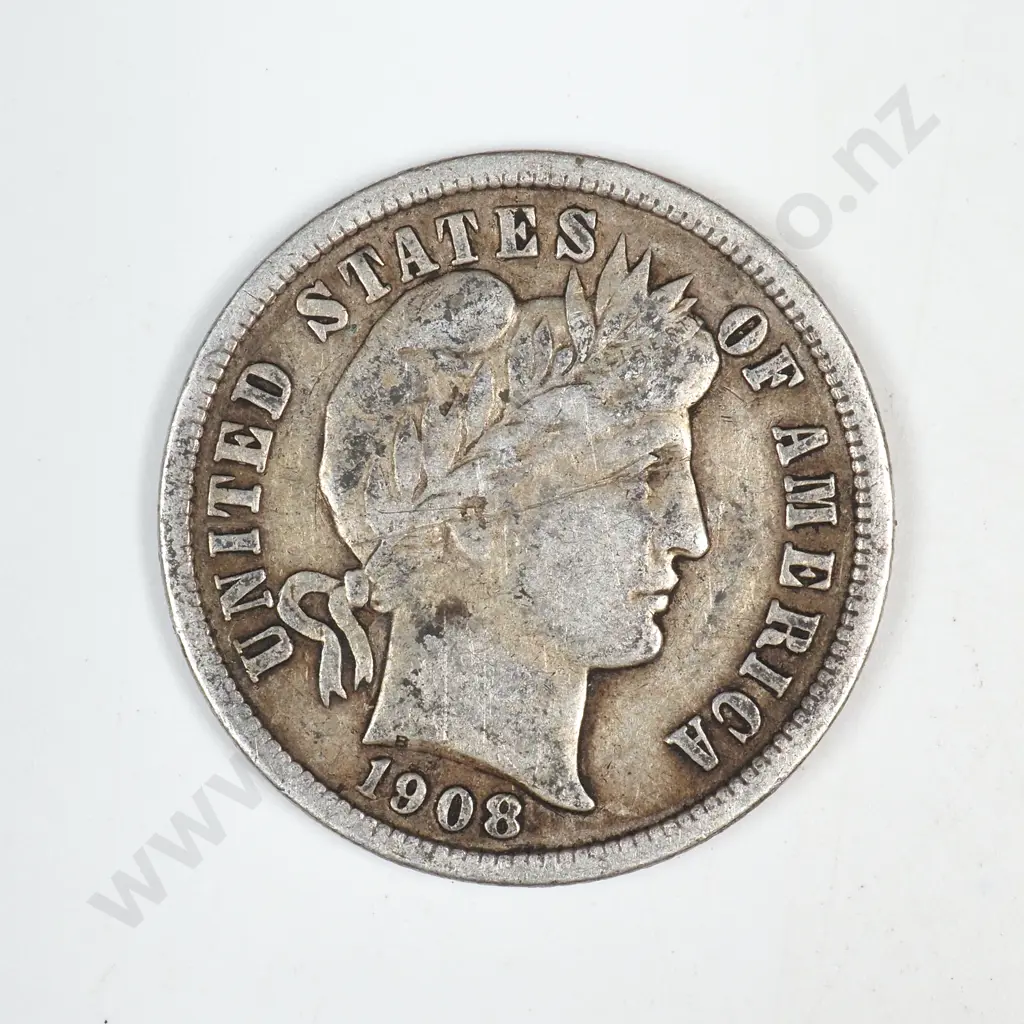 1908 D Barber Dime Image 1++