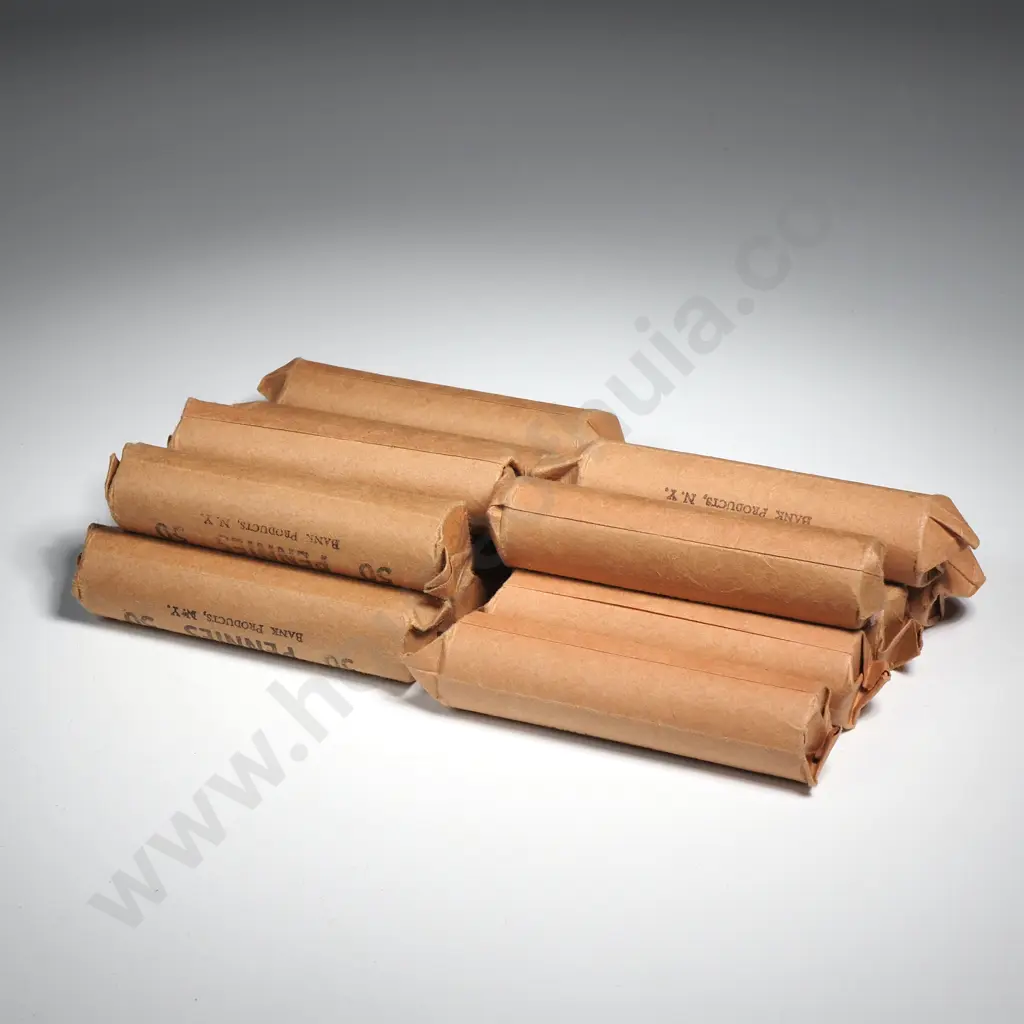 13 x paper bank rolls containing Lincoln Memorial cents, dates noted from 1975 to 1980, unsorted Image 1++
