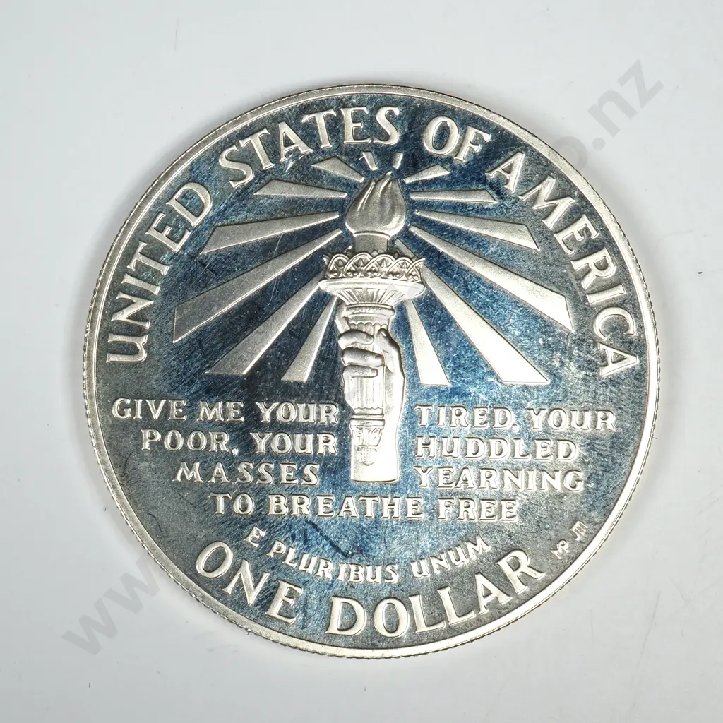1986 Ellis Island Proof Silver Dollar Image 1++