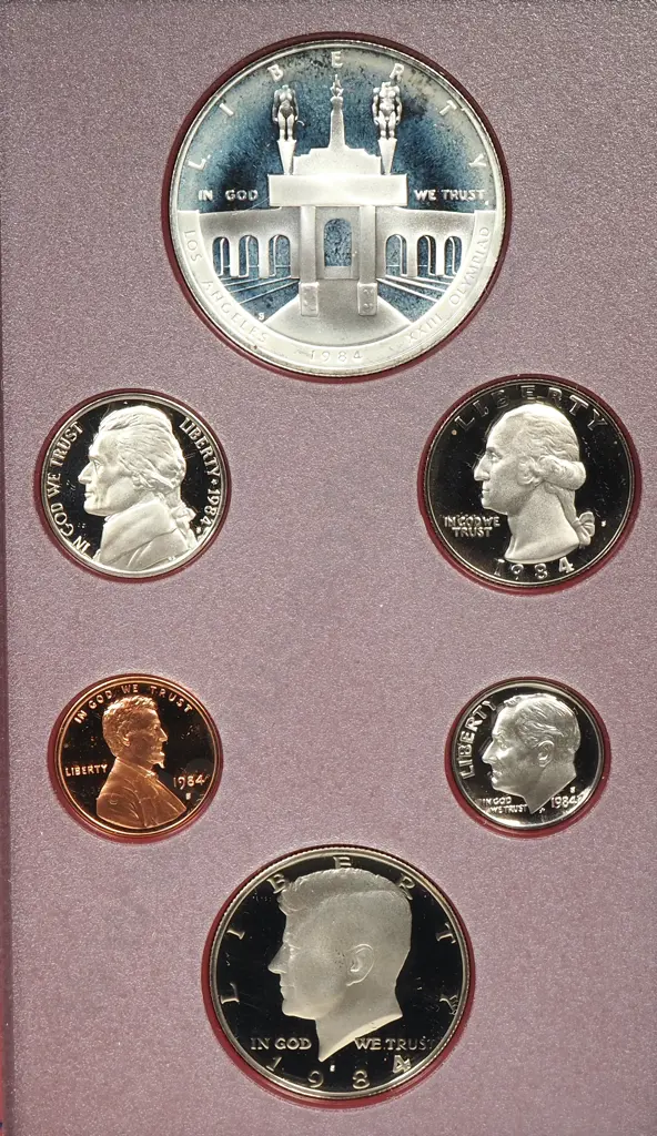 1984 Olympic Prestige Proof Set with Silver Dollar Image 1++