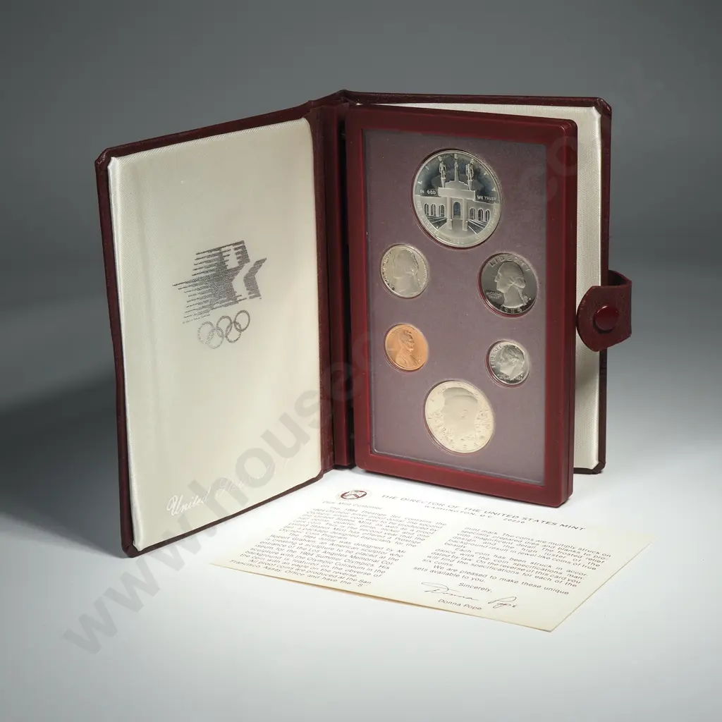 1984 Olympic Prestige Proof Set with Silver Dollar Image 1++