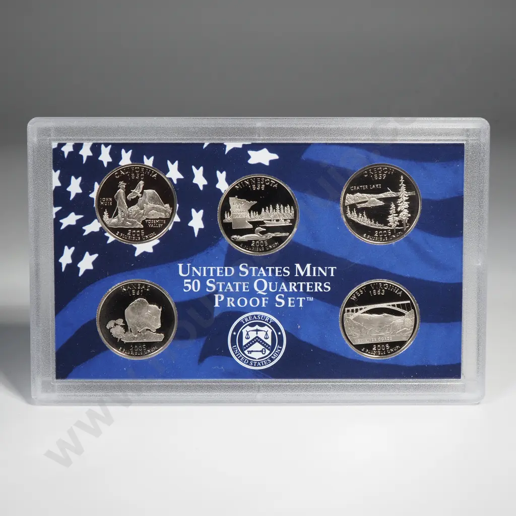 50 State Quarters Proof Sets 2002 & 2005 (5 coins in each) Image 1++