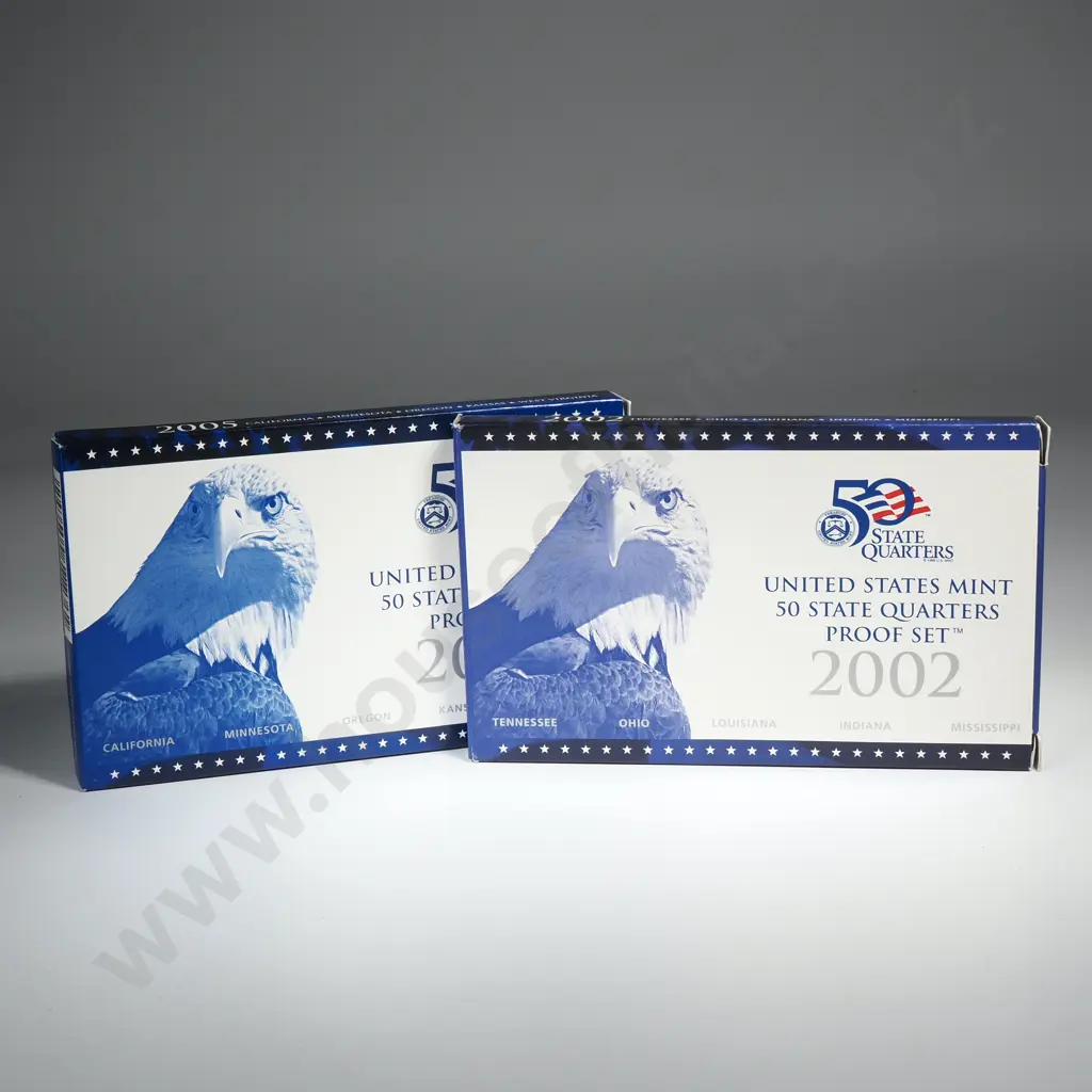 50 State Quarters Proof Sets 2002 & 2005 (5 coins in each) Image 1++