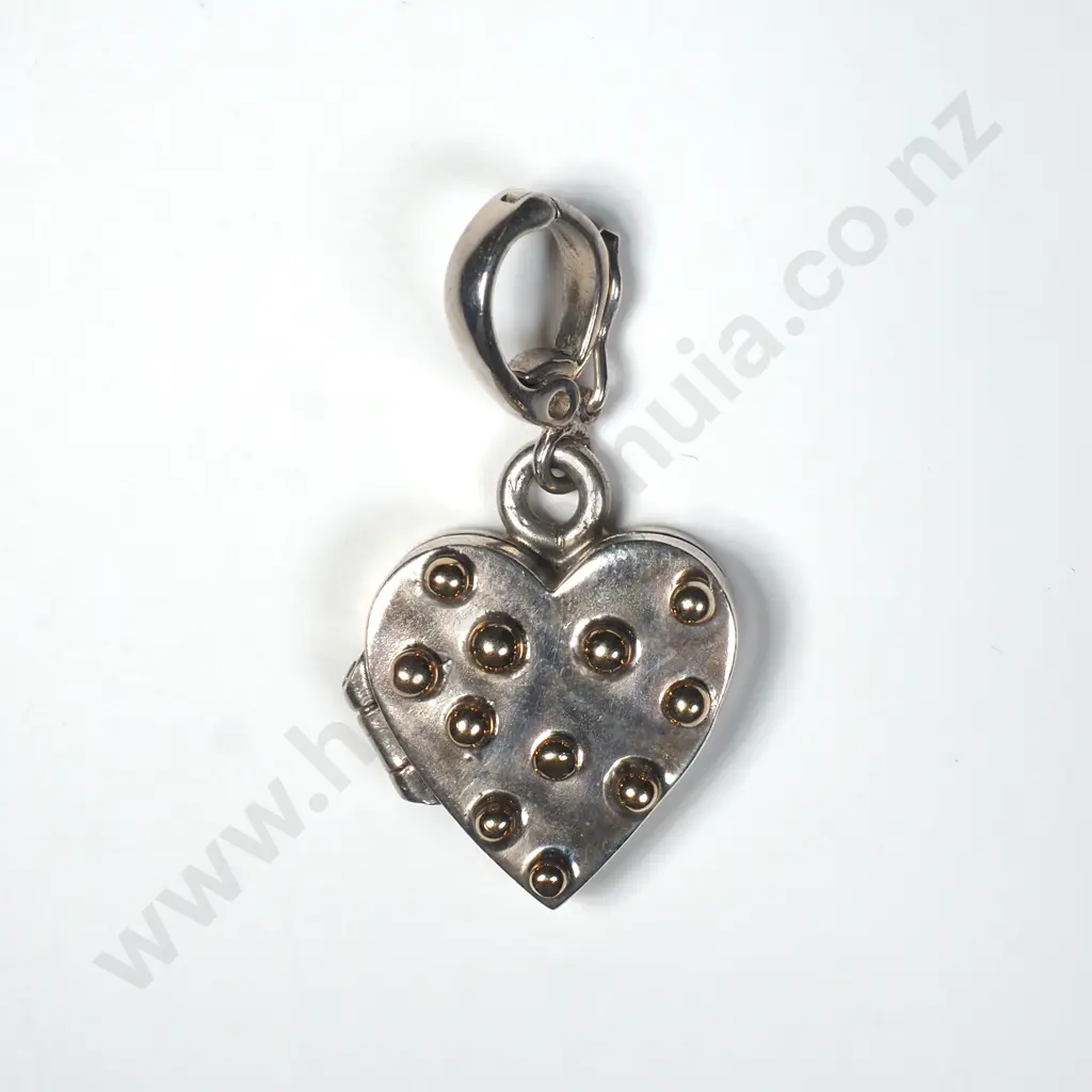 Handmade 9ct Gold & Sterling Silver Heart Locket Pendant Image 1++
