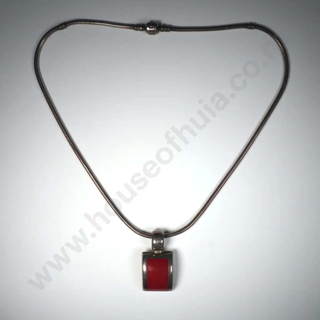 Sterling Silver Pandora Necklace w Mexican 925 Silver Pendant Image 1++