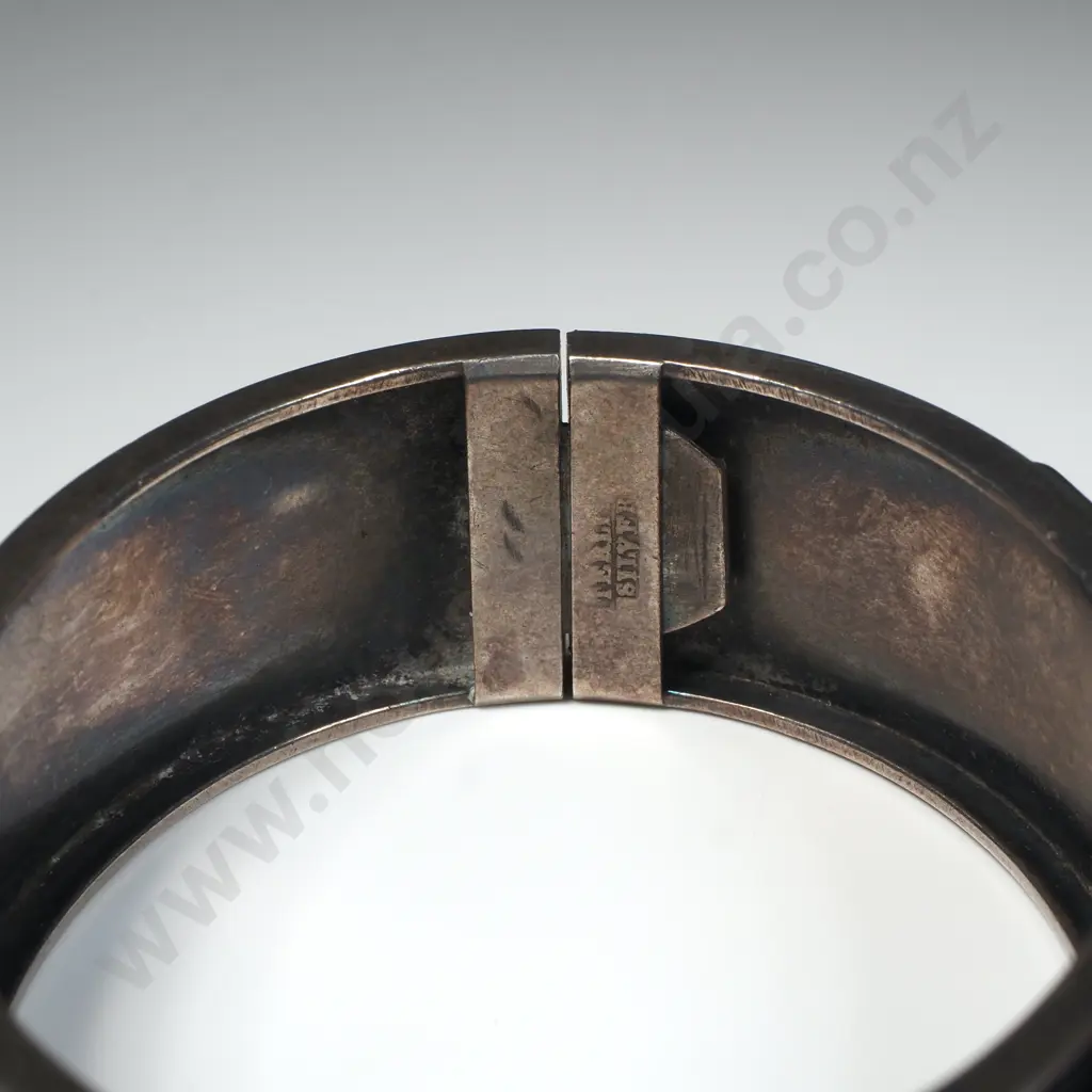 Antique Sterling Silver Hinged Buckle Bracelet Image 1++