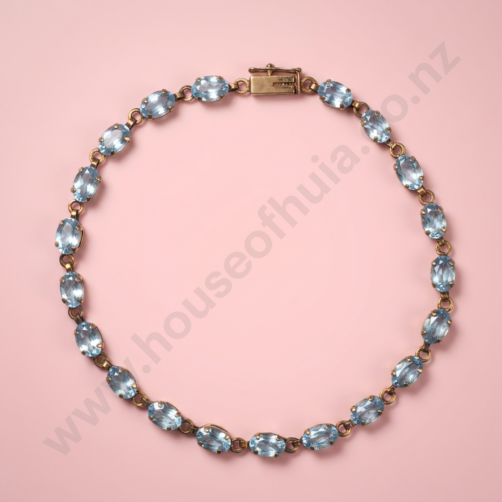 10ct Gold Blue Stone Bracelet Image 1++