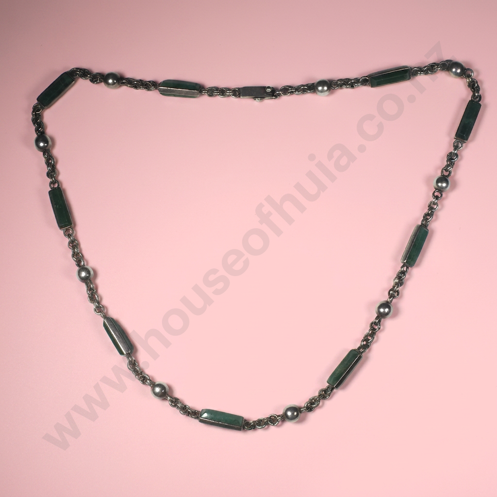 Sterling Silver & Aventurine Mexican Necklace Image 1++