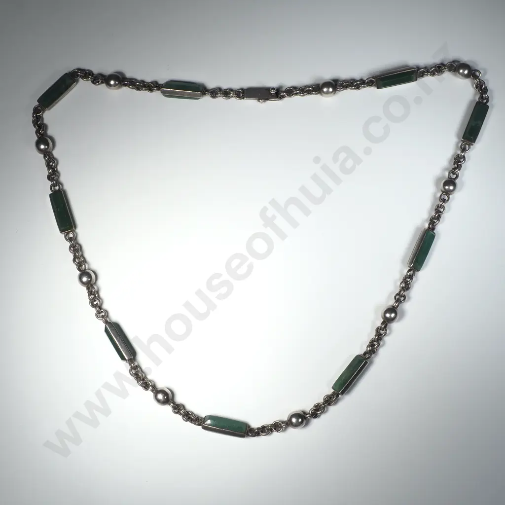 Sterling Silver & Aventurine Mexican Necklace Image 1++