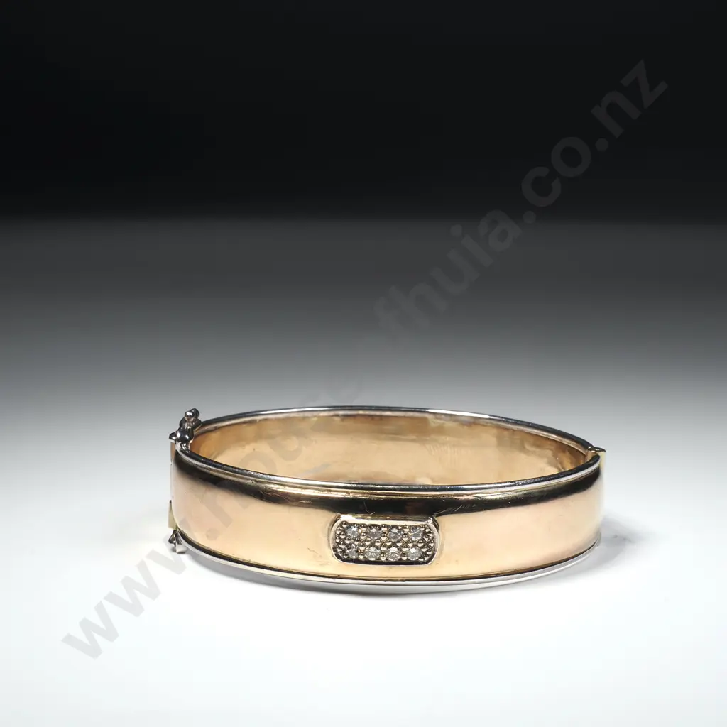 Substantial 9ct Gold & Diamond Hinged Bracelet w Valuation for $8,755.00 Image 1++