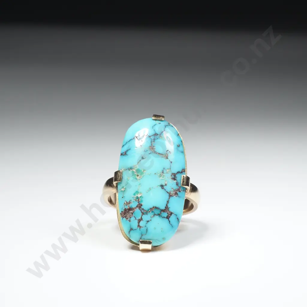 Vintage 9ct Gold & Turquoise Ring Image 1++