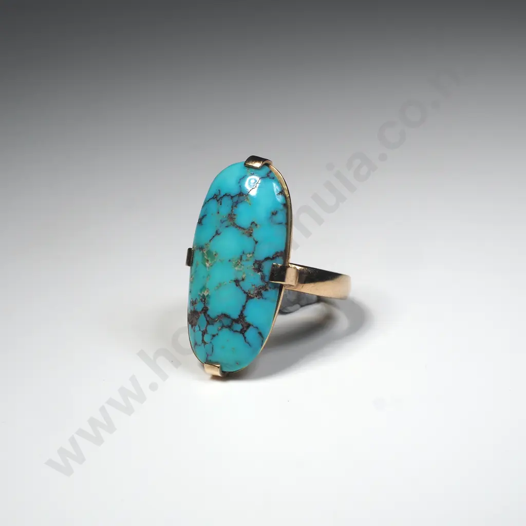 Vintage 9ct Gold & Turquoise Ring Image 1++