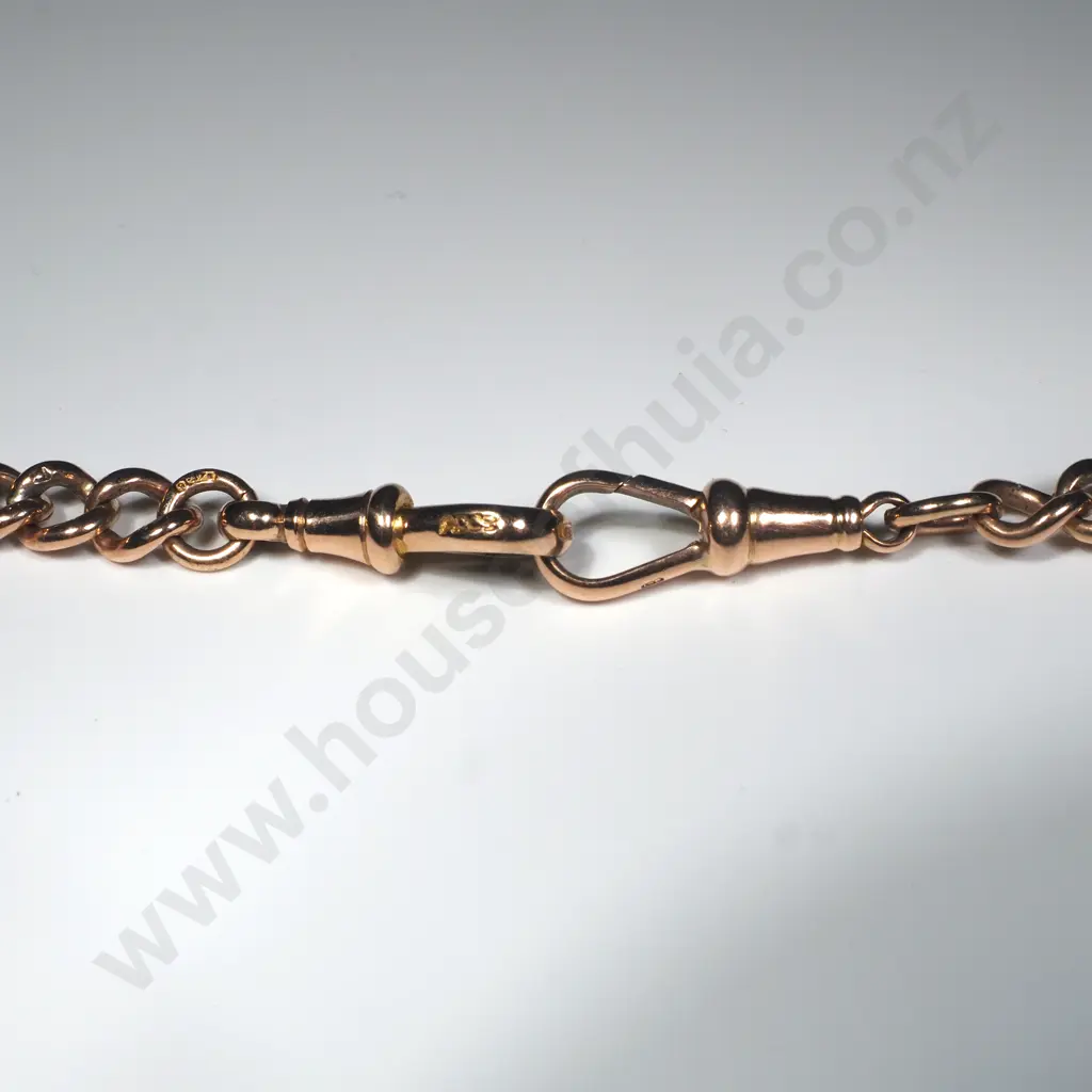 Antique 9ct Rose Gold Fob Chain & T-bar Image 1++